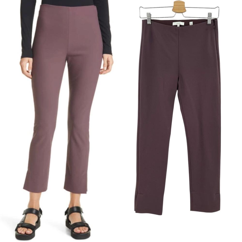Vince Kick Pleat Crop Flare Leg Stretch Cotton Blend‎ Pants Purple Size Small